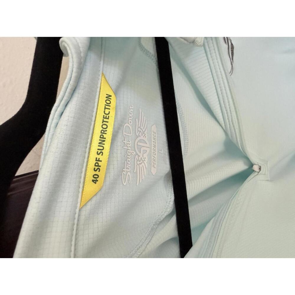 Straight Down Light Blue Performance Pullover Wit… - image 2